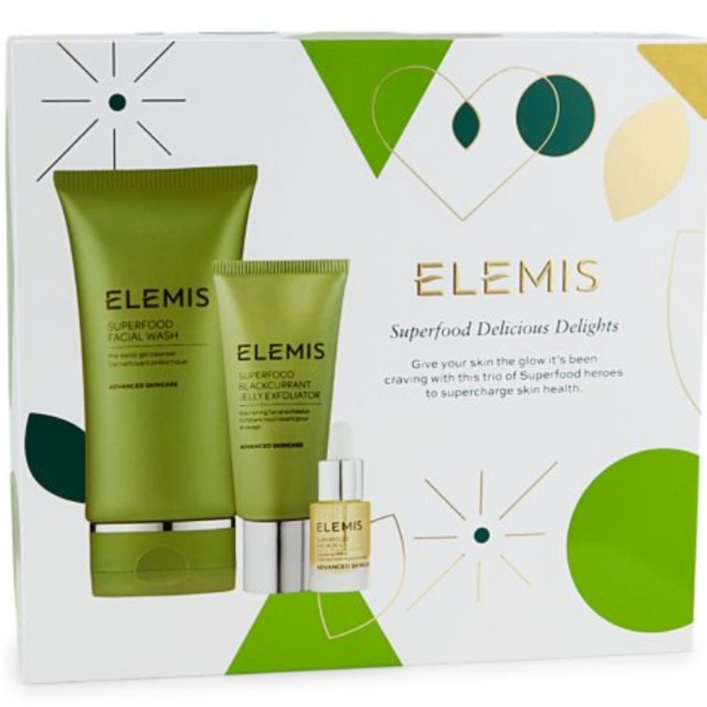 NIB Elemis Superfood Advanced Skincare Set- Facial Wash, Exfoliator & Facial Oil